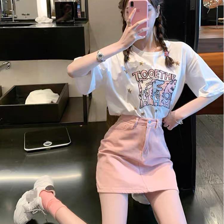 ST012_Set chân váy kaki phối áo thun❤️CHIBEST | BigBuy360 - bigbuy360.vn