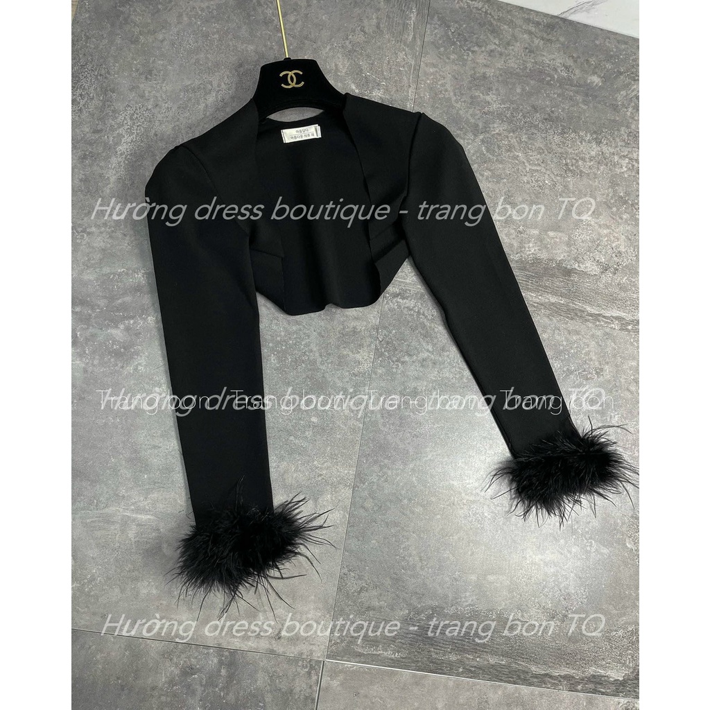 SET váy đầm ôm body áo khoác croptop dài tay thu đông phối lông sang chảnh hotgirl sexy đi tiệc đẹp giá rẻ