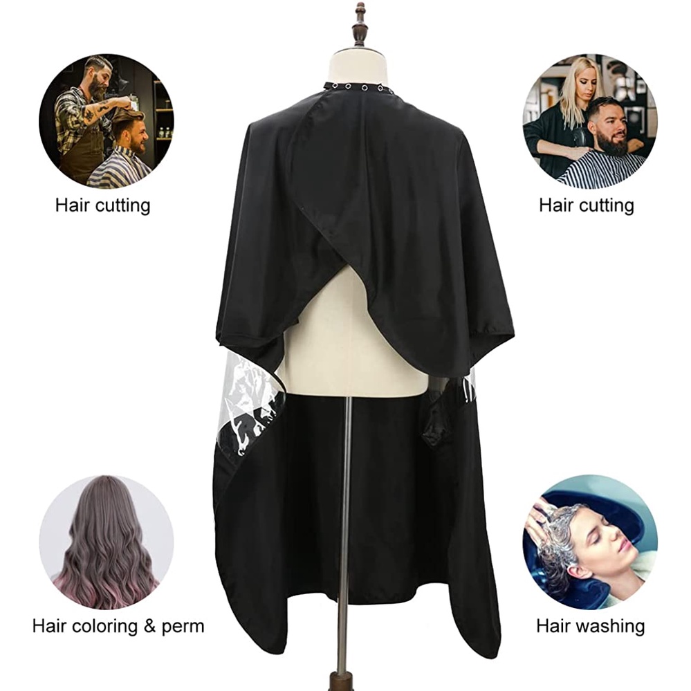Áo Choàng Cắt Tóc Màu Đen Chống Thấm Nước 50X60 Inch Chuyên Dụng Cho Salon