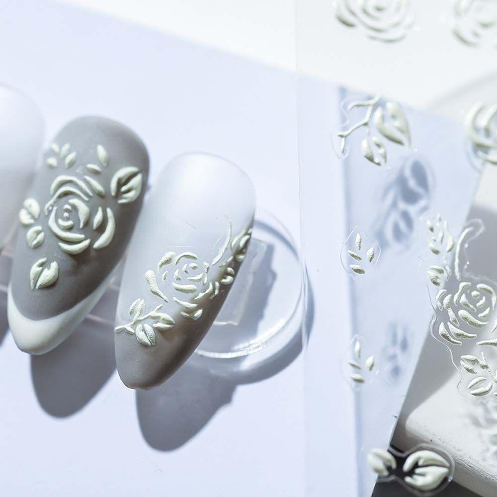 OCEANMAP Miếng Dán Trang Trí Móng Tay 5D Hình Chữ Cái Tiếng Anh Màu Trắng Dễ Thương