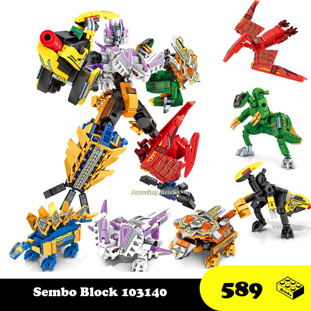 Đồ chơi Lắp ráp Robot Khủng Long, Sembo Block 103140-45 Xếp hình thông minh, Mô hình Robot siêu nhân [580 Mảnh ghép]