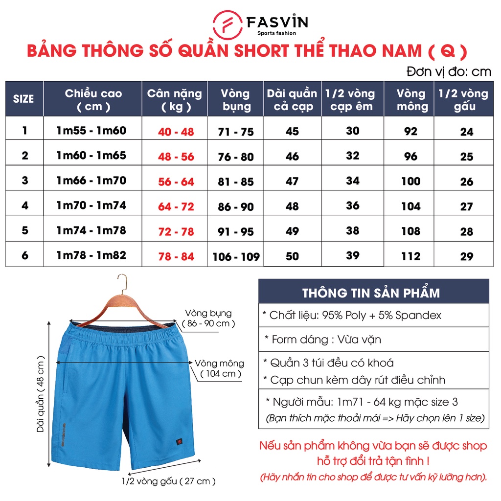 COMBO Quần Đùi Nam , Tất , Sịp Fasvin Vải Mềm, Mịn, Co Giãn 4 Chiều, Phong Cách Trẻ Trung Năng Động Q.HN
