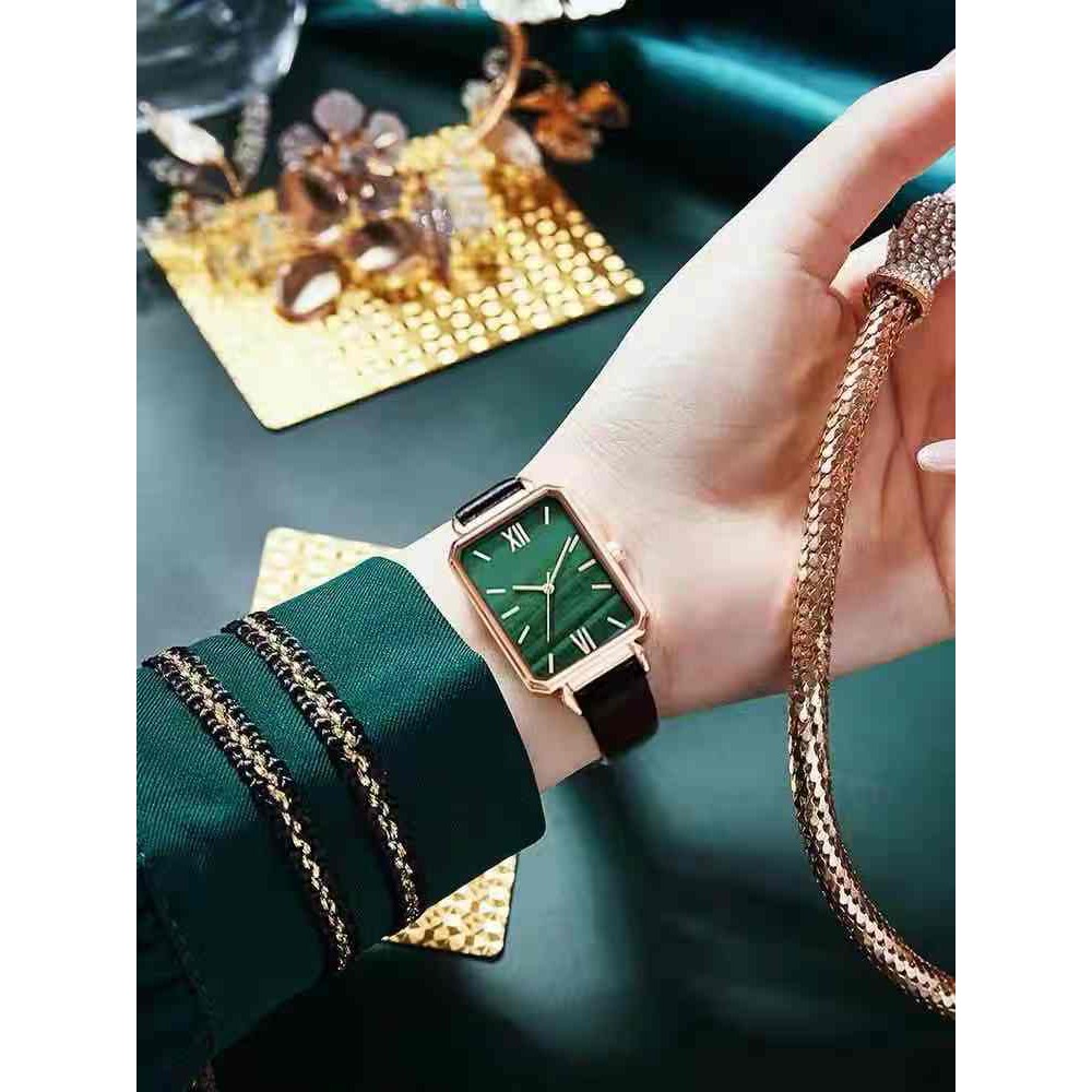 Popkozzi Malachite Đồng Hồ Đeo Tay quartz Nam Châm Màu Xanh Lá Thời Trang Cho Nữ