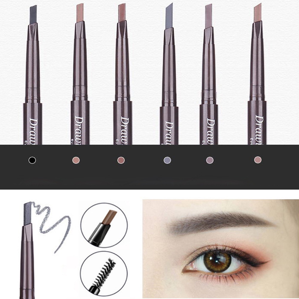 Chì Kẻ Lông Mày Hai Đầu Không Thấm Nước 6 Màu Sắc Tùy Chọn Kèm Cọ JP6