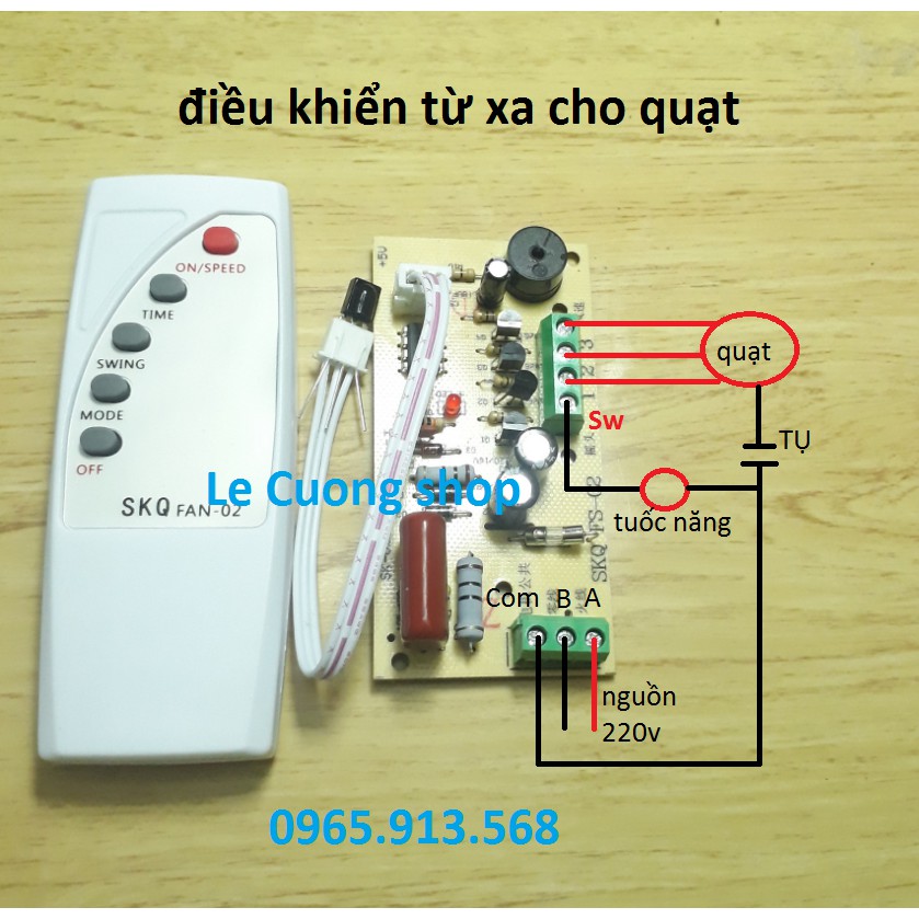 SKQ FAN  Bộ điều khiển từ xa quạt + bộ tuốc năng điện ( trọn bộ full chức năng)