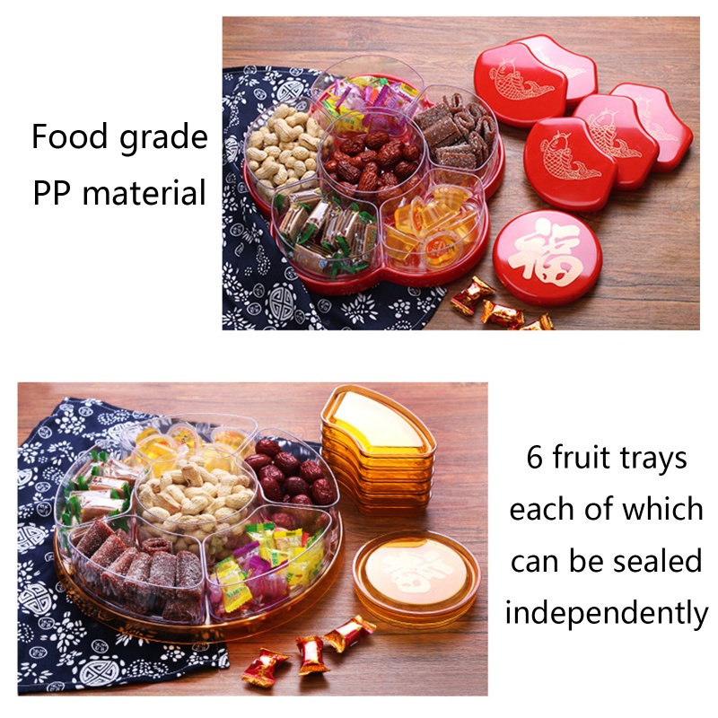 Khay Đựng Trái Cây 6 Ngăn Kèm Nắp Đậy Tiện Dụng