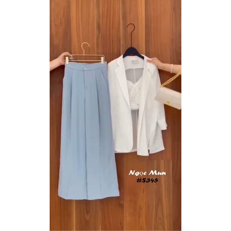 Áo vest blazer mỏng xẻ sườn có độn vai m130