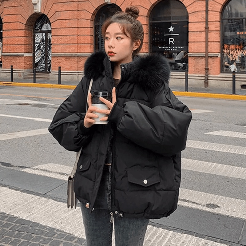 (Hàng Quảng Châu) Áo Khoác Phao Nữ Nón Lông tchPhong Cách Trẻ Trung Hiện Đại Đặc Biệt Nón Có Thể Tháo Rời Bao Ấm Áp