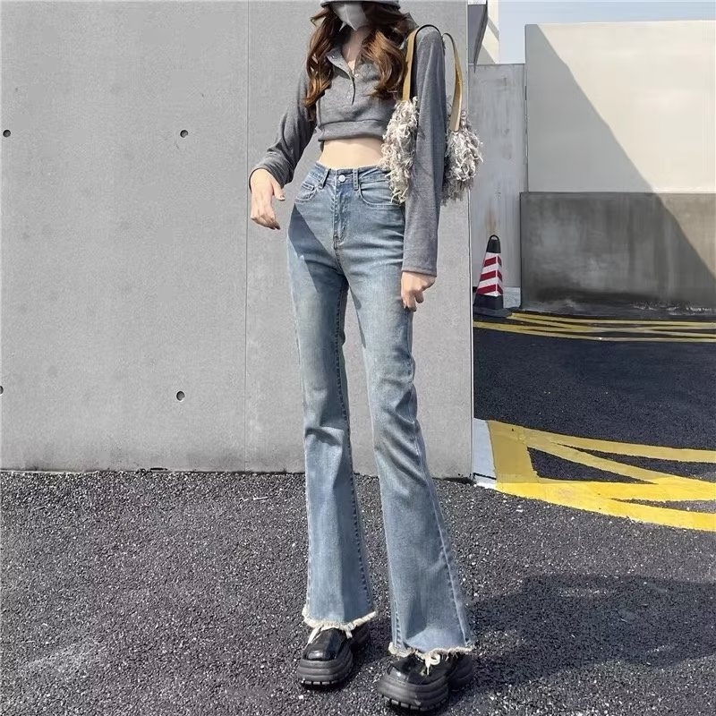 Quần Jeans Nữ Ống Rộng Lưng Cao Thời Trang