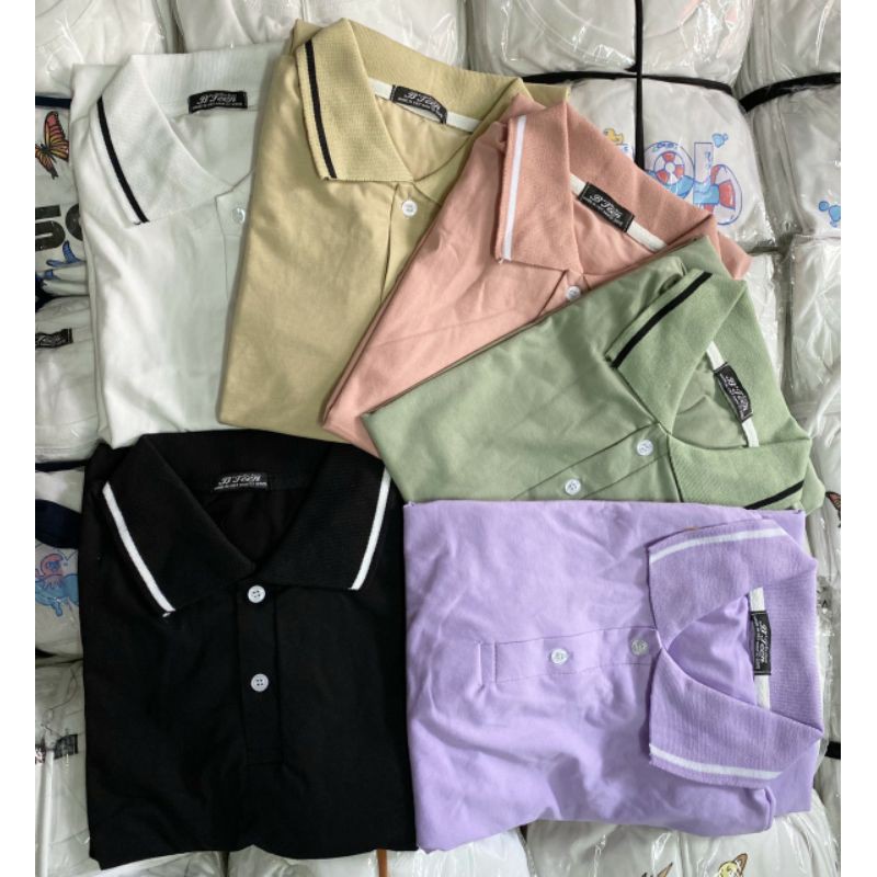 Áo Polo % Hình thật B'teen phối cổ Unisex tay lỡ
