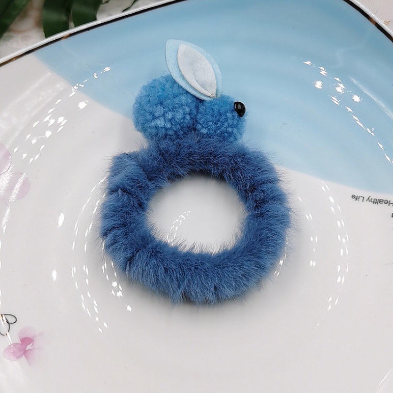 KLA04-Dây buộc tóc  Scrunchies bằng vải lông hình thỏ dễ thương
