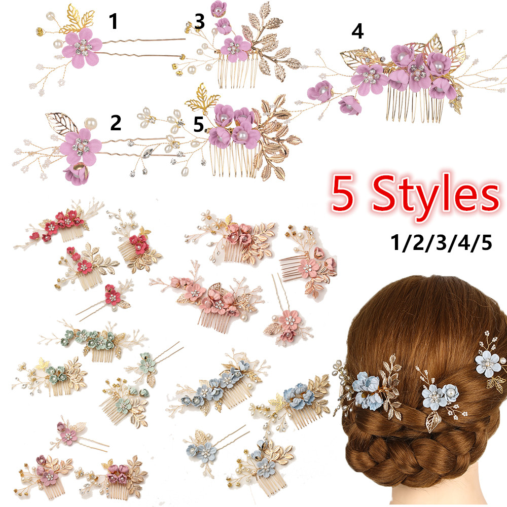 Lược cài tóc hình hoa lá sang trọng cho cô dâu