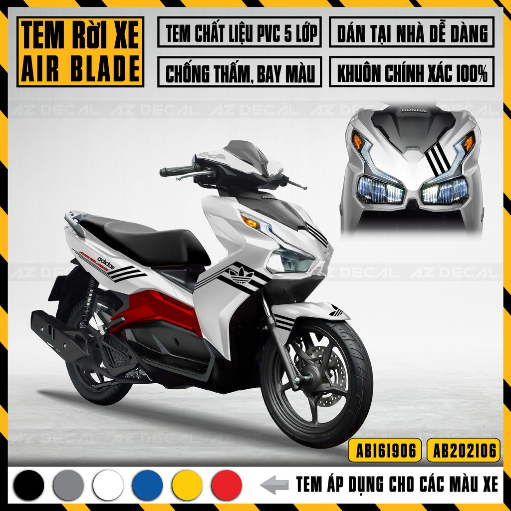 ♣❡Tem Xe Airblade Mẫu Adidas | AB06 AB PVC Cao Cấp Chống Nước, Bay Màu, Dễ Dán
