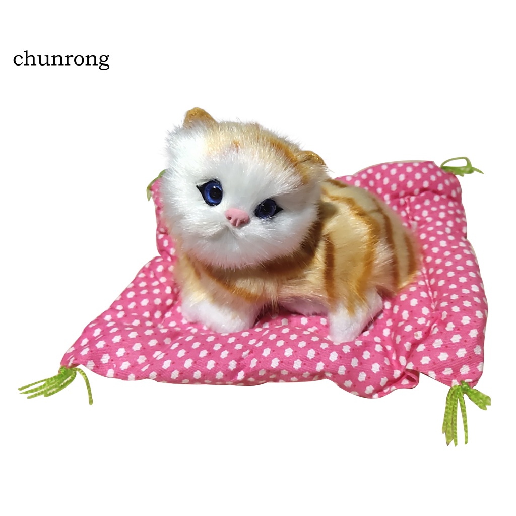 Cr Đồ Chơi Thú Nhồi Bông Hình Chú Mèo Đang Ngủ 2 Màu Dễ Thương Cho Bé