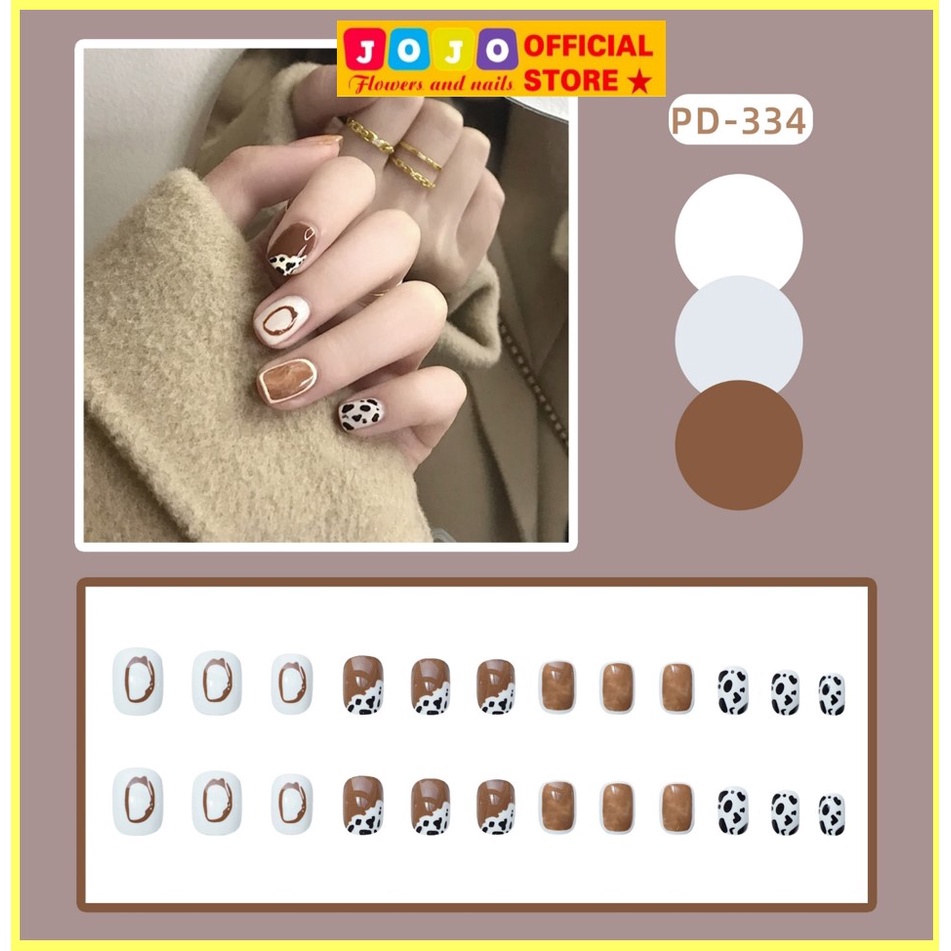 Móng tay giả, nailbox móng ngắn, 24 móng kèm keo PD334