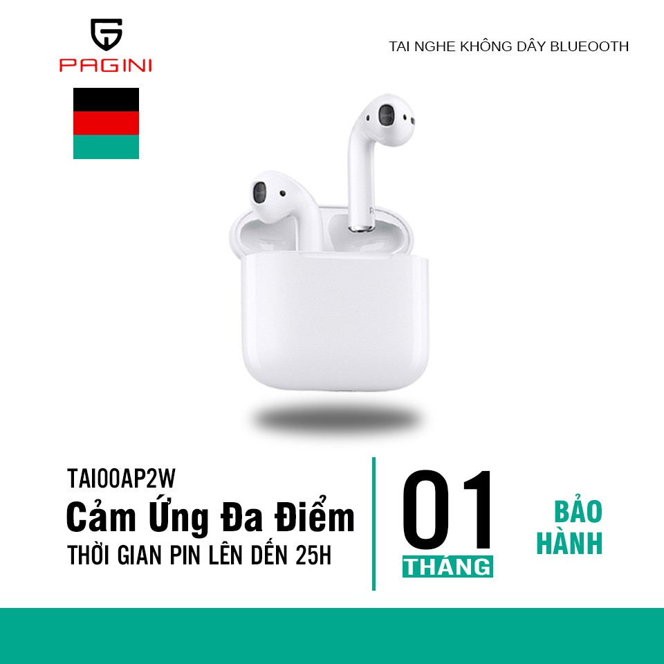 Tai nghe Không Dây Pagini TAI00AP2W Kiểu Dáng Airpod 2 - Thiết Kế Thời Trang - Sử Dụng Cảm Ứng Đa Điểm Điều Khiển