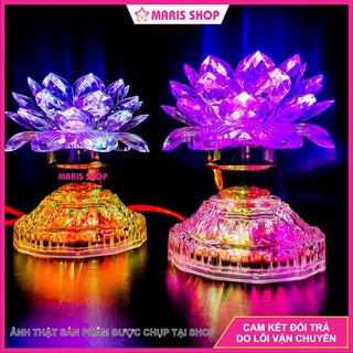 [Giá Một Cặp] Đèn thờ Hoa Sen 2 Tầng LED để bàn thờ Phât, Ông Bà Gia Tiên tự đổng đổi màu Tiết Kiện Điện MR-SE20-TRANG