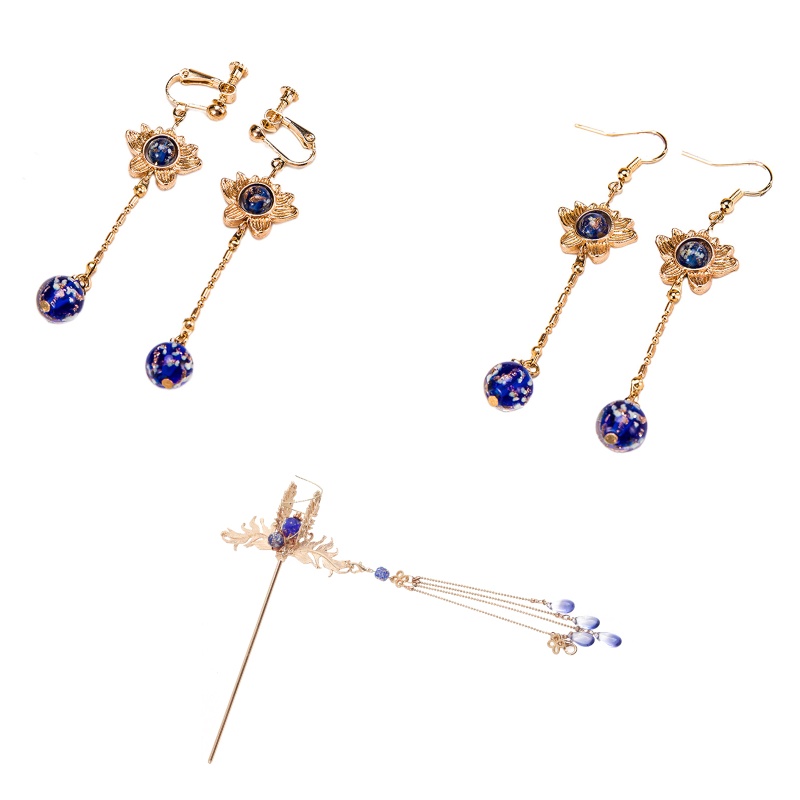 Trâm Cài Tóc Dáng Dài Đính Hoa Phong Cách Hán Phục Cổ Điển