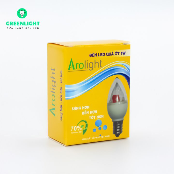 Bộ 6 Bóng Đèn LED Ớt Đổi màu 1W E12 Arolight, trang trí nhà cửa, thắp bàn thờ, Bảo hành chính hãng 12 tháng