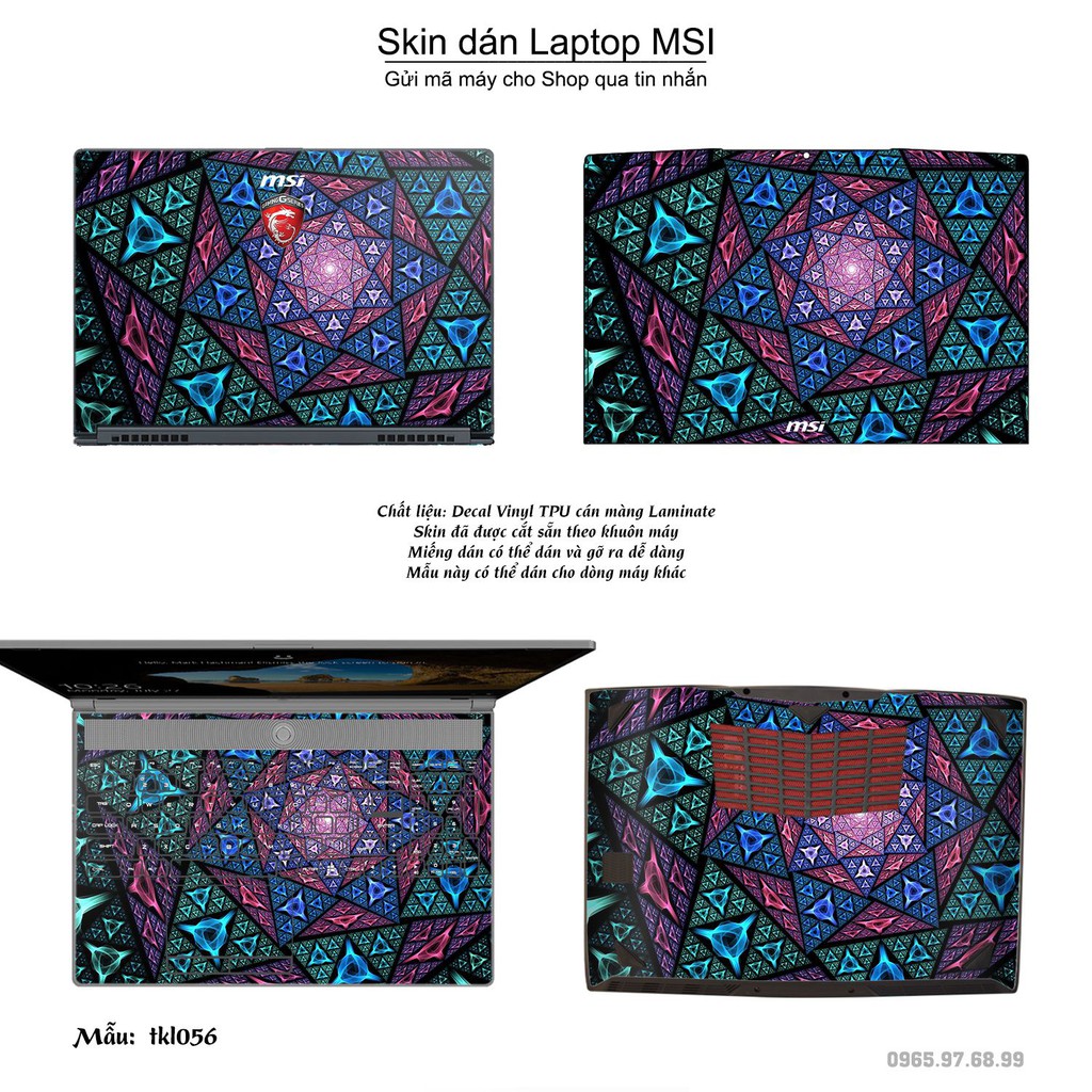 Skin dán Laptop MSI in hình thiết kế nhiều mẫu 6 (inbox mã máy cho Shop)