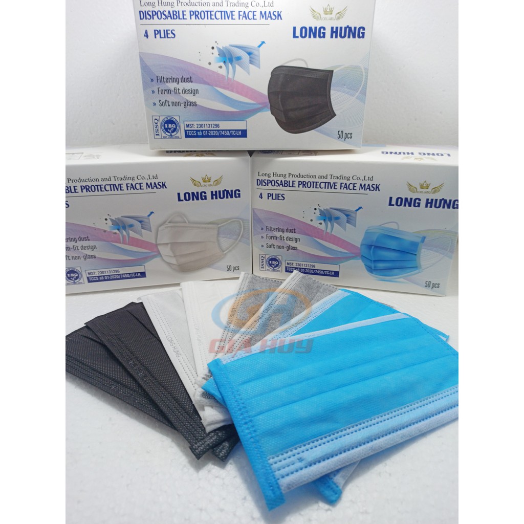 (Sẵn Nhiều loại) Hộp 50 Khẩu trang 4 Lớp đủ màu Sky, Long hưng, Umino, Ami
