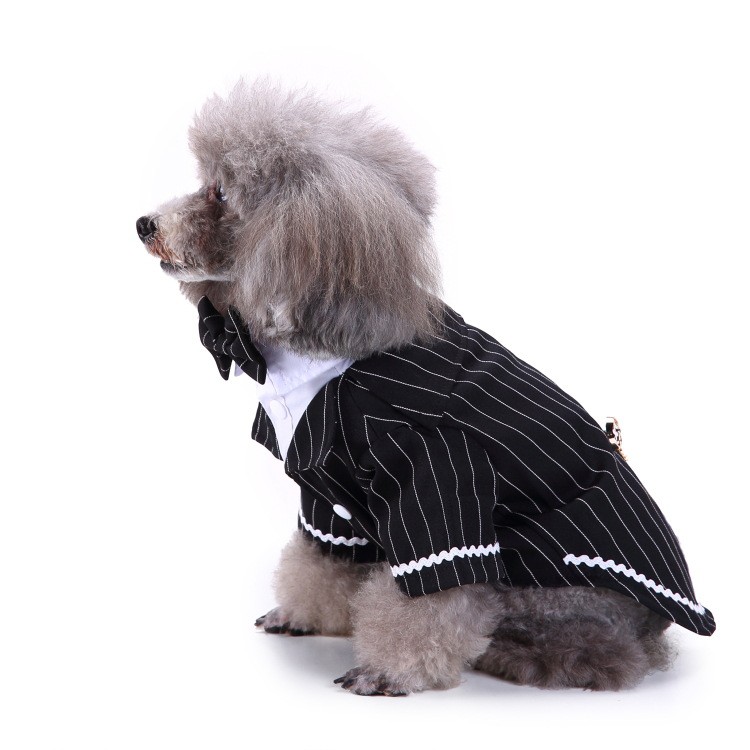 Áo vest đen kèm nơ cho chó mèo nhỏ