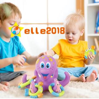 Floating Bath Toys Baby Octopus Kids Infant Toddlers 5 Rings Learn Play Fun