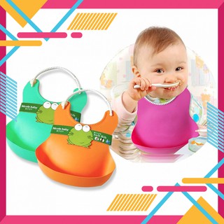 Set 2 Yếm máng silicon ăn dặm chống bẩn cho bé