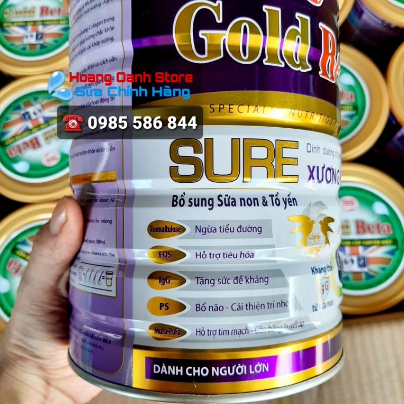 Sữa Gold Beta Sure 900g - Sữa người già Ngăn ngừa Loãng Xương Tiểu Đường