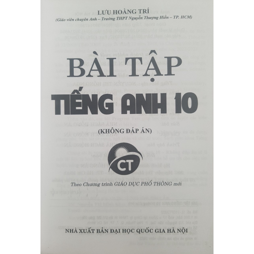 Sách - Bài tập Tiếng Anh 10 (Bám sát SGK Chân Trời Sáng Tạo)