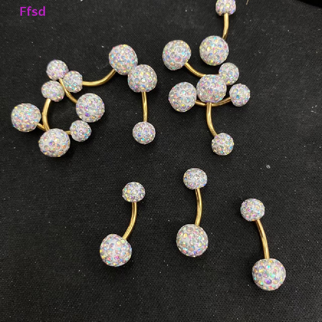 {Ffsd} Khuyên Rốn Bằng Thép Không Gỉ Đính Đá Pha Lê Nhiều Màu Sắc Chất Lượng Cao Quyến Rũ Dùng Để Phẫu Thuật Bụng / Móng Tay / Rốn Người