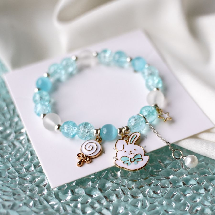 Vòng Tay Chuỗi Hạt Pha Lê Hình Hoạt Hình Thắt Nơ Dễ Thương Làm Quà Tặng Cho Bạn Gái/Sinh Viên