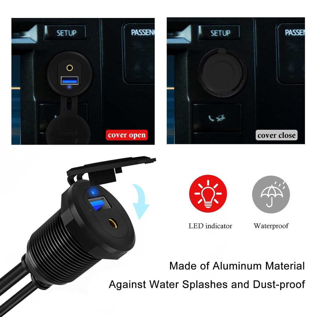 Dây Cáp Âm Thanh AUX 3.5mm Bằng Hợp Kim Nhôm Chống Nước Cho Xe Hơi