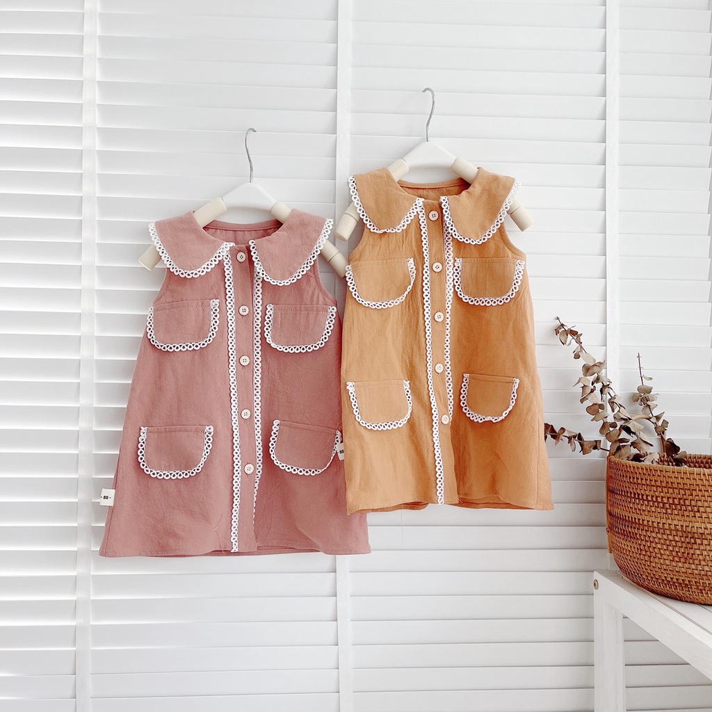 VÁY HÈ SÁT NACH SUÔNG CHỮ A 4 TÚI CHO BÉ GÁI 1-6 TUỔI