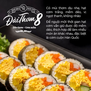 Gạo Đài Thơm 8 - Dẻo mềm,thơm cơm (Bao 10kg).