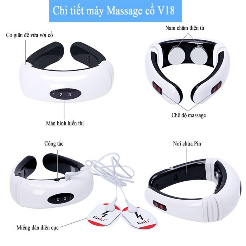 Máy Massage Cổ Vai Gáy chữ C-Cảm Ứng Xung Điện Từ tích hợp 2 in 1 Rung Từ Trường &amp; Hiệu ứng Xung Điện Máy