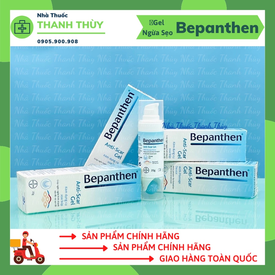 Bepanthen Anti-Scar Gel 20G - Gel Giúp Ngăn Ngừa Hình Thành Sẹo Đỏ Và Sẹo Lồi Kèm Dụng Cụ Xoa Bóp