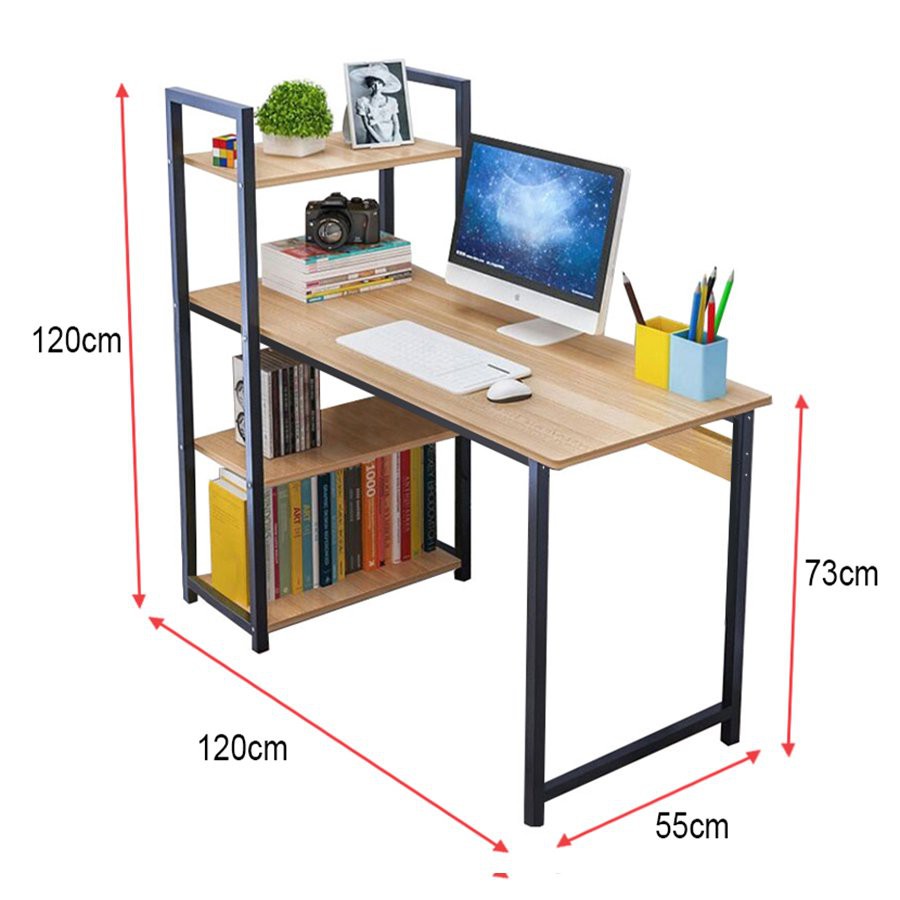 Bàn Học Kèm Giá Sách lắp ráp đa năng dùng cho học tập, làm việc, sử dụng máy tính cho phòng học và văn phòng