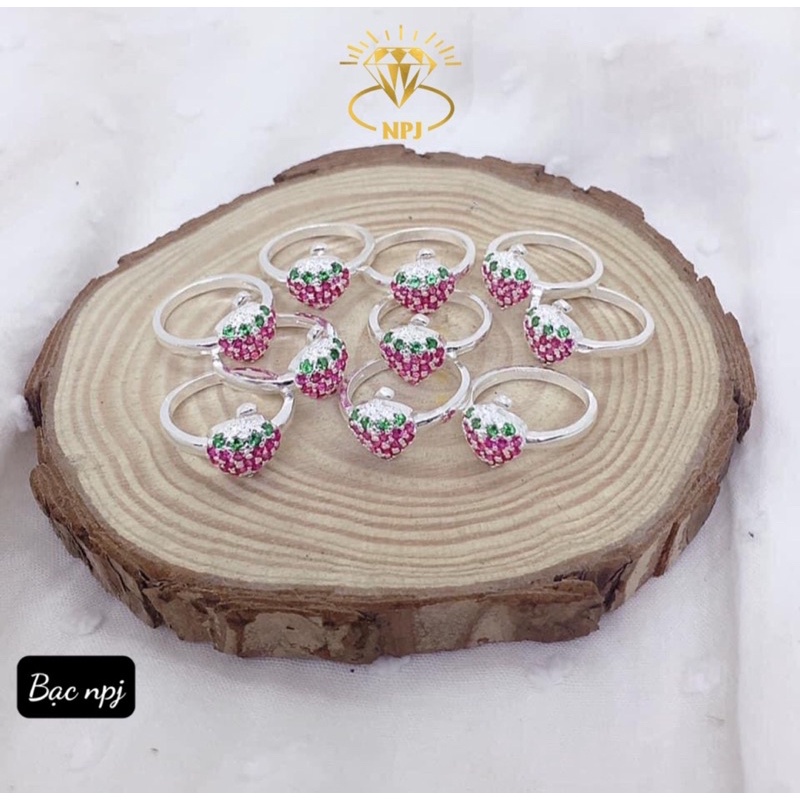 Nhẫn cho bé, nhẫn bạc quả Dâu Tây cho bé yêu , Bạc Ta  - bạc Npj