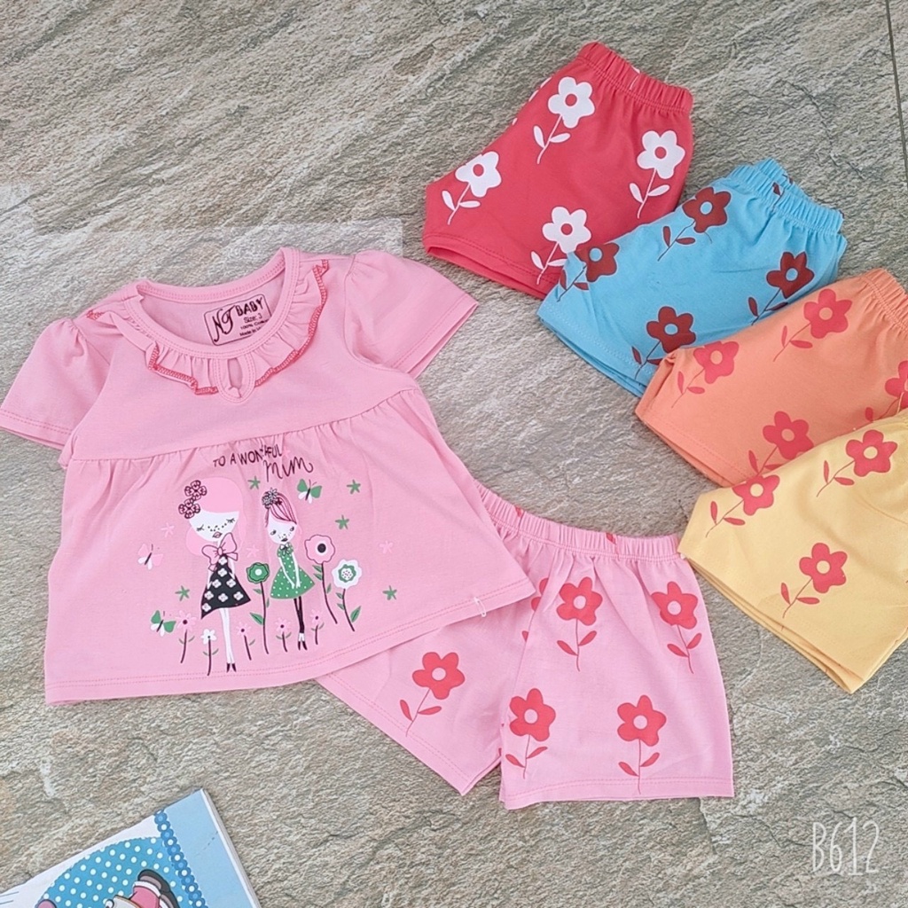 [MẪU MỚI] BỘ HOA TAY BỒNG CHẤT COTTON 4C HÀNG LOẠI 1 IN HÌNH BÉ GÁI SIÊU ĐÁNG YÊU. ẢNH CHỤP THẬT. VIDEO THẬT. BIBO SHOP