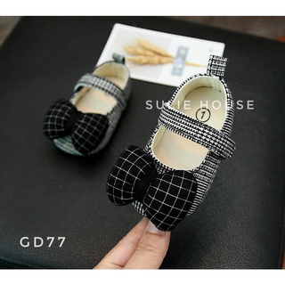 Giày búp bê kẻ đính nơ - GD77