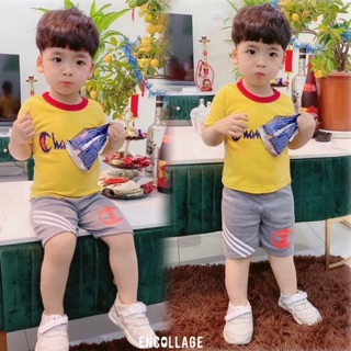 (Xả kho) Combo 3 Bộ thun cotton bé trai size nhí (8-18kg)