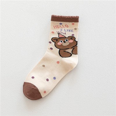 Tất nữ cổ cao nhiều màu họa tiết gấu cute đáng yêu thời trang Hàn Quốc