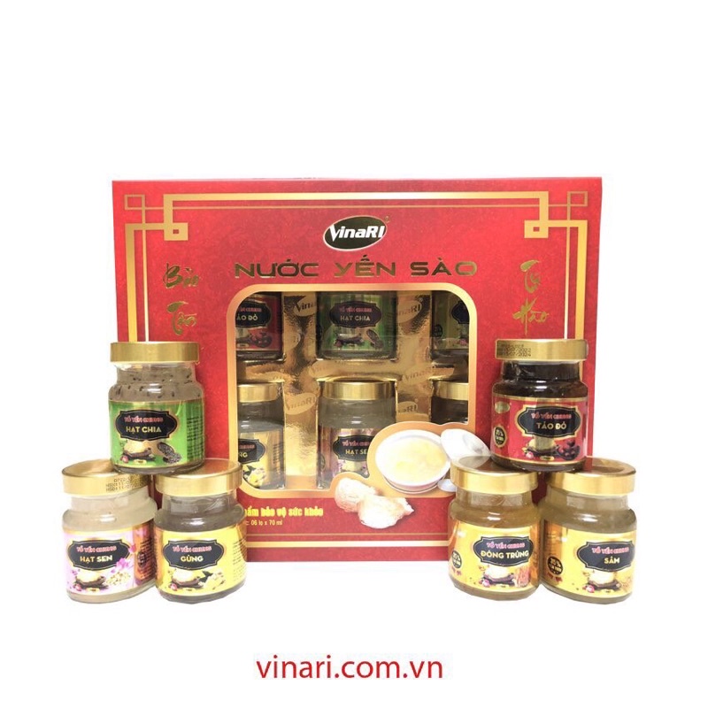 Nước Yến Sào Khánh Hoà 1 hộp 6 lọ VINARI Yến Sào Nha Trang