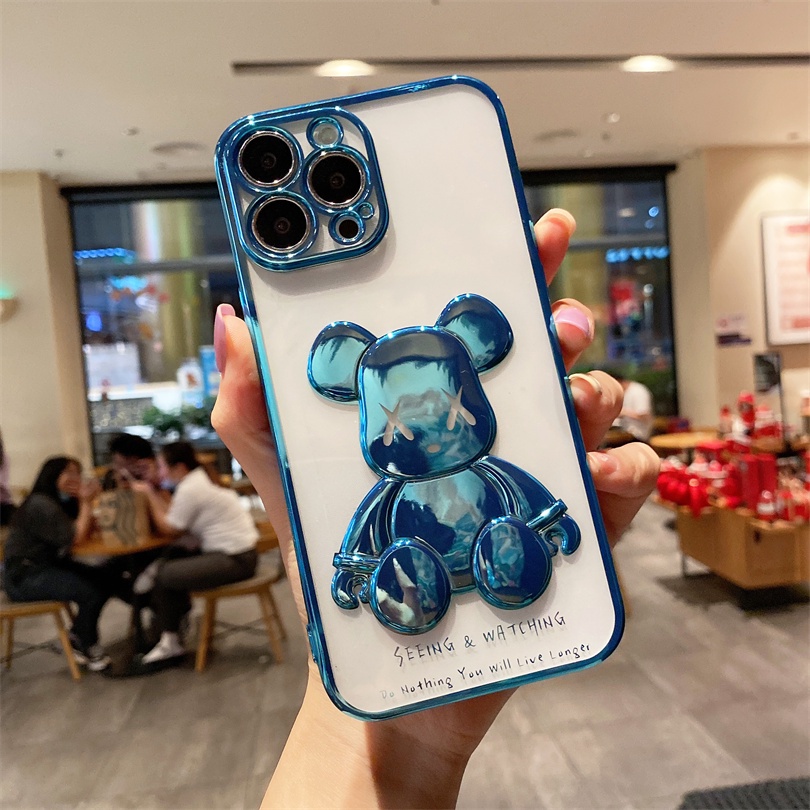 Ốp điện thoại tpu mềm hình gấu 3d thời trang cho iPhone 13 12 11 pro max se 2020 7 8 plus x xr xs max