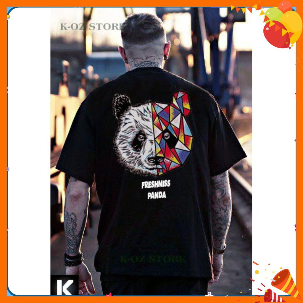 Áo thun GẤU PANDA  tay lỡ OVERSIZE UNISEX