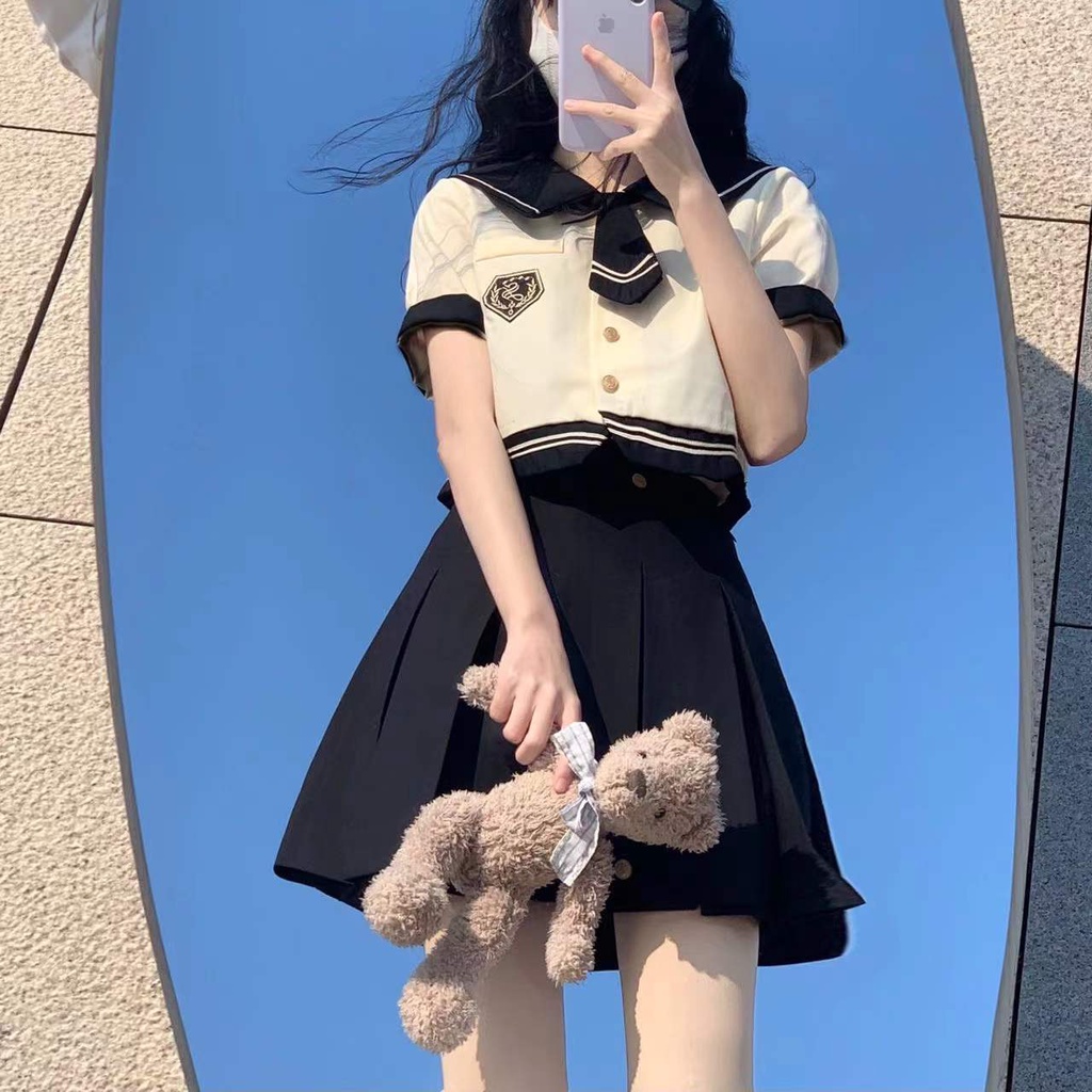 Ảnh Thật Yunyue Sốt JK Kawawa Riyi Bộ Đồng Phục Xếp Ly Chính Hãng Nhật Bản Hàn Quốc Cho Học Sinh