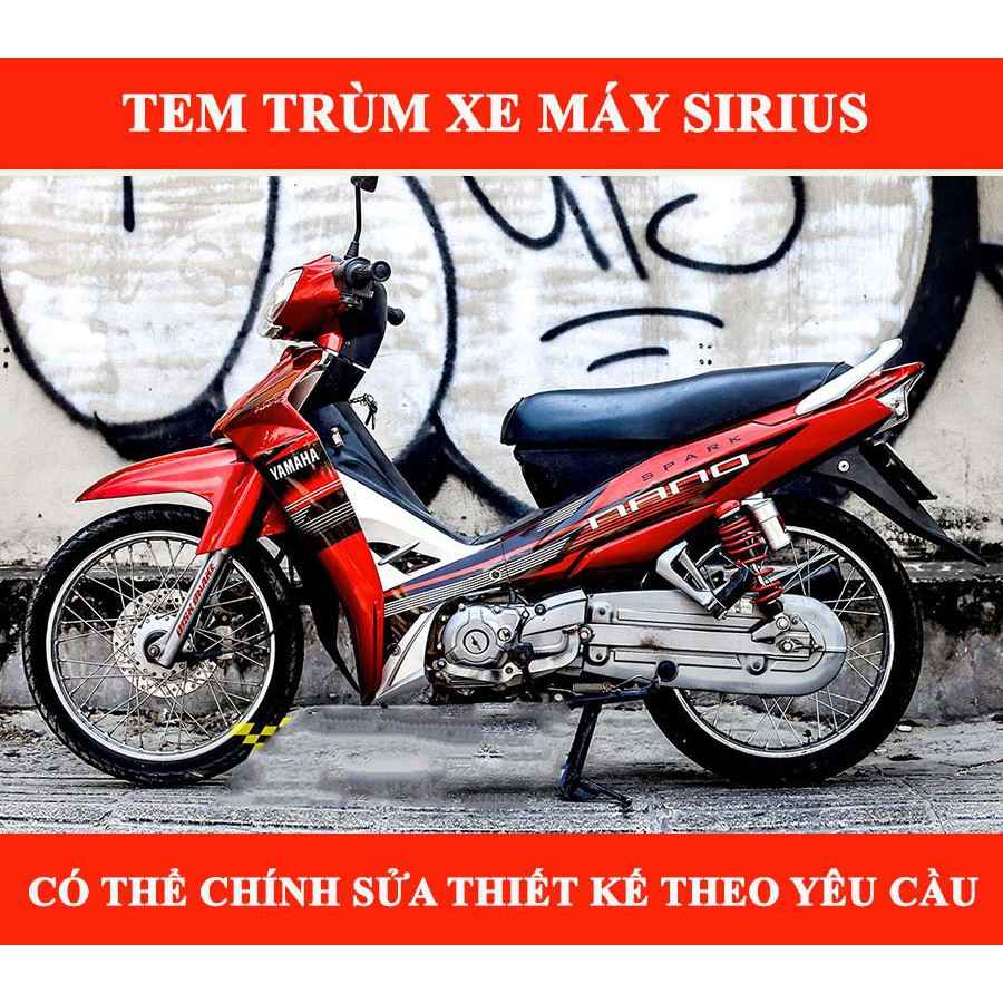 Tem trùm Sirius đỏ đen rc, độ team decal xe máy si spark rẻ đẹp