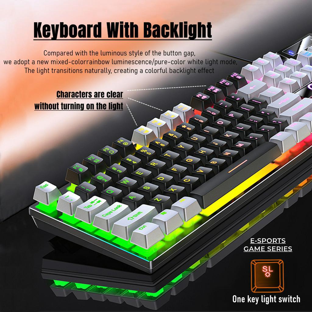 Bàn Phím Cơ Gaming NIXXOS 14 104 Phím Có Đèn LED Nền Với Giá Đỡ Chống Trượt Cho Windows PC