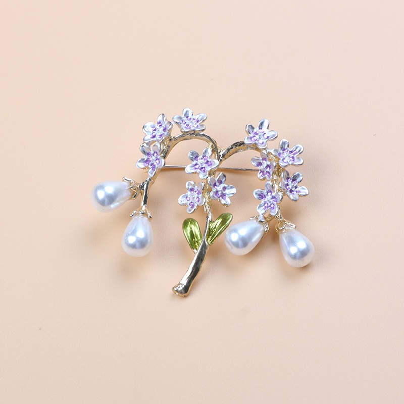 Ghim Cài Áo Hình Hoa Đính Ngọc Trai Pha Lê 2 Màu Sang Trọng Cho Nữ